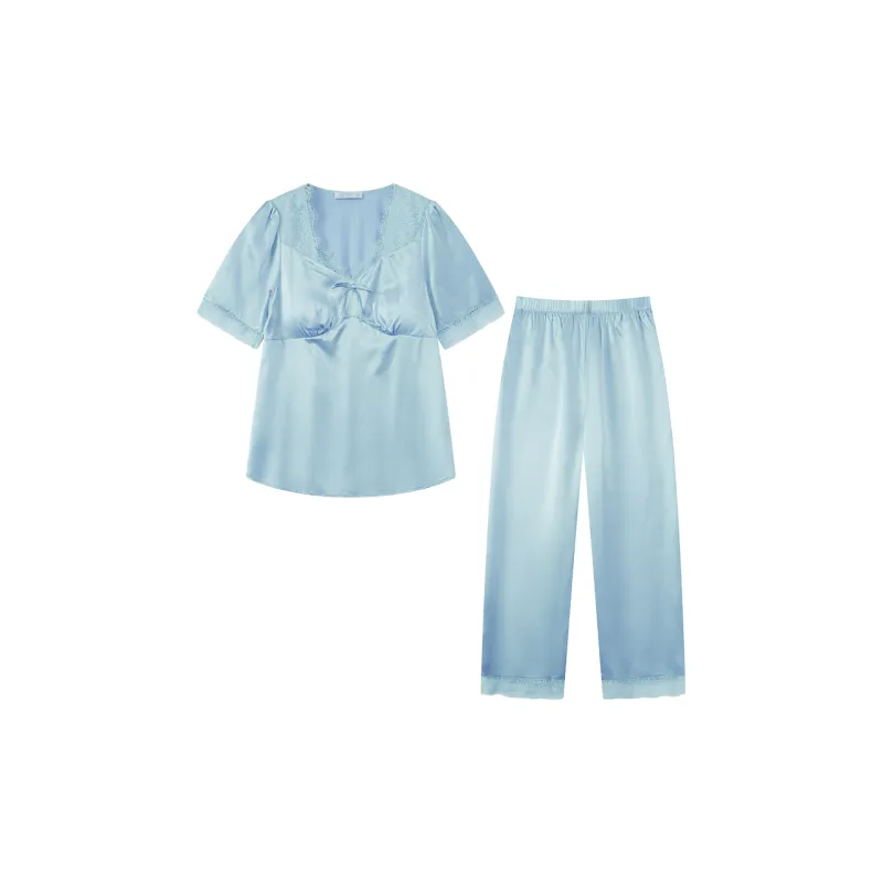 Imperial Palace Short Sleeved With Pad Summer Loungewear Anti Bump Silk Pajama Set Women's-1