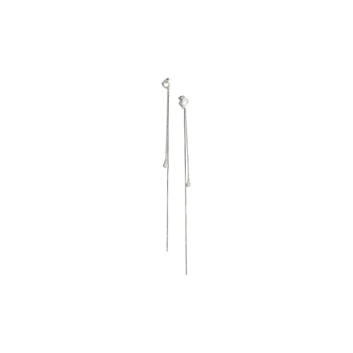 M.Wong 925 Sterling Silver Shimmer Fringe Chain Stud Earrings With Long Drop Women's