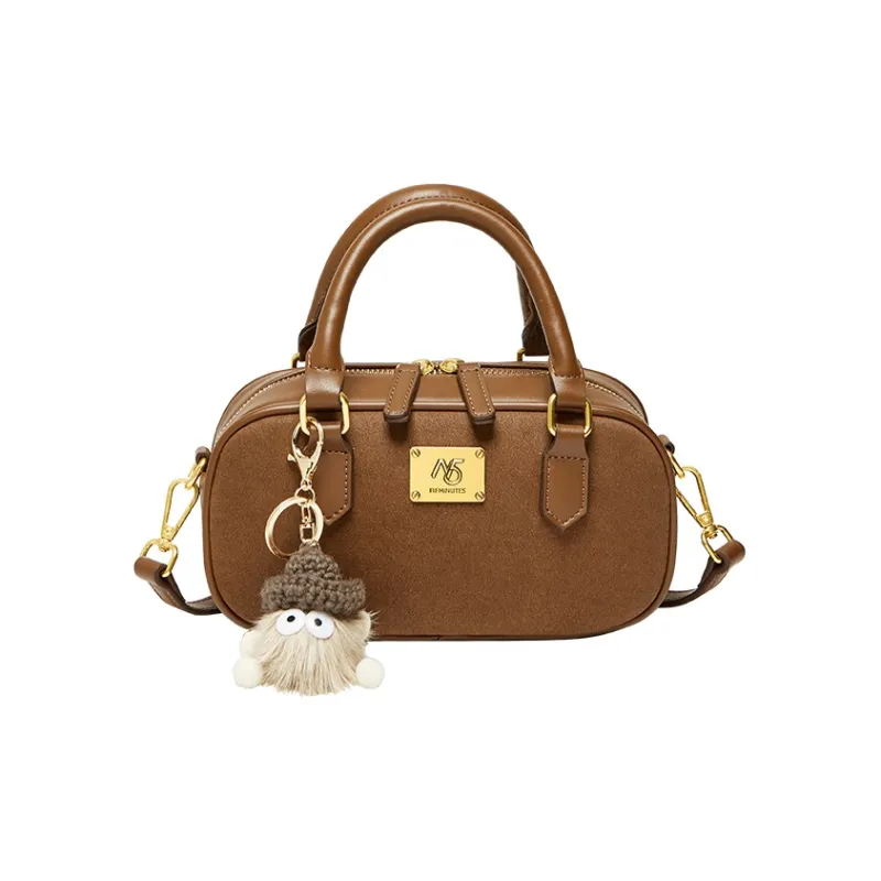 15 MINS PU Premium Bowling Bag Crossbody Bag Handbag Regular Women's Caramel Brown-1