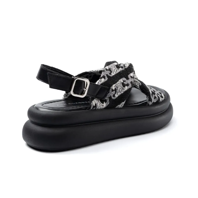 ZHR Green Purple Holiday One Strap Sandals Women's-3