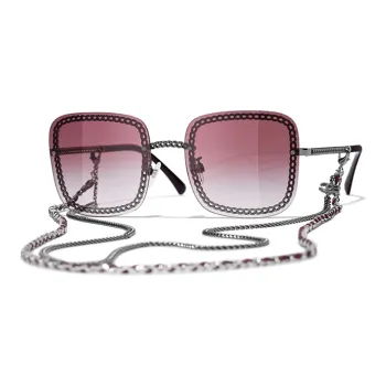 CHANEL Sunglasses Women's Dark Silver/Pink Gradient