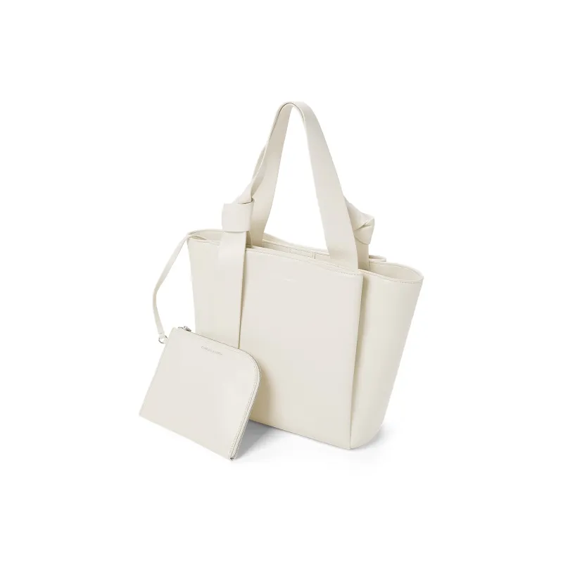 CHARLES&KEITH Synthetic Leather Shoulder Bag Tubas Women's Chalk White/Noir Black-2