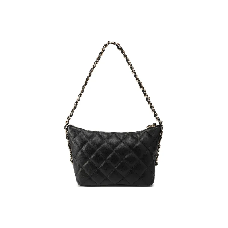 CHANEL Grain Bright Calfskin Patchwork Hobo Shoulder Bag, Crossbody Bag, Handbag Medium Size Women's Black-1
