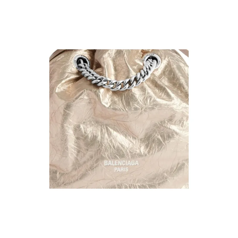 Balenciaga Small Crush Metallic Drawstring Tote Bag-5