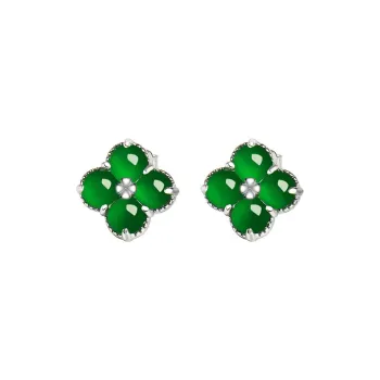 With The Heart Of The Jade Glutinous Jade Jadeite Stud Earrings Women's