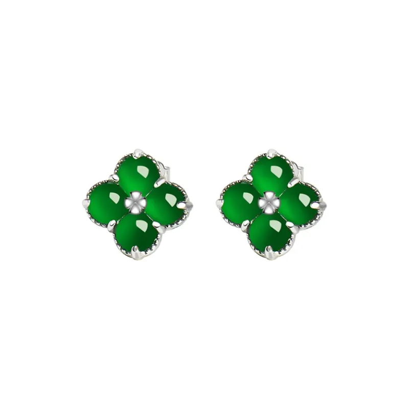 With The Heart Of The Jade Glutinous Jade Jadeite Stud Earrings Women's-0