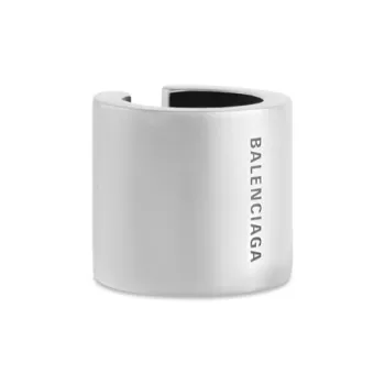 Balenciaga Brass Clip On Earrings Women's Silver