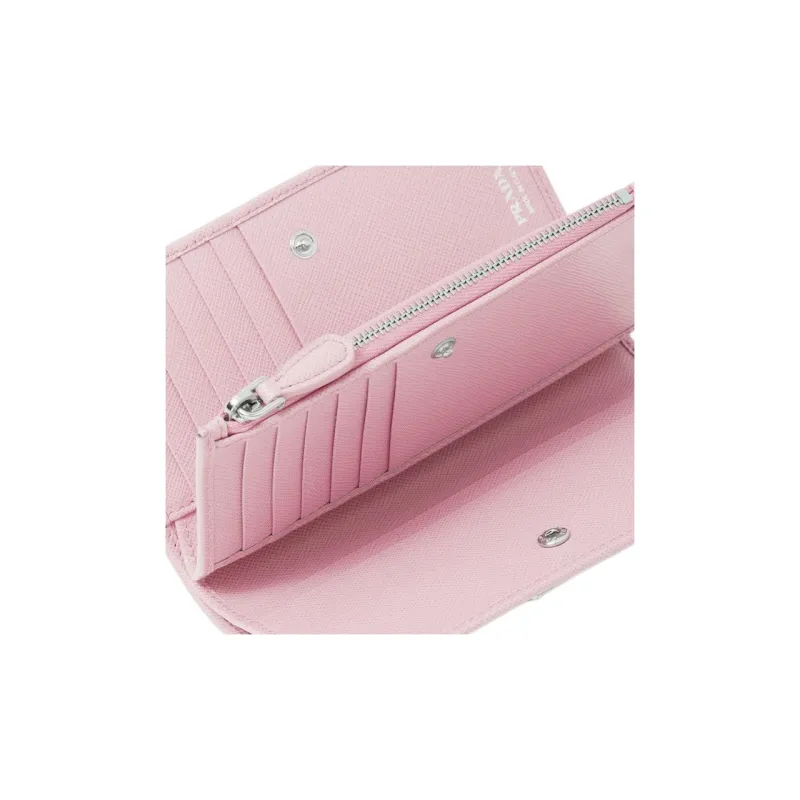 PRADA Saffiano Leather Wallet Large Size Women's Pink-4