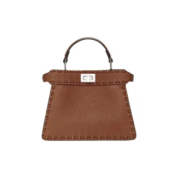 FENDI Peekaboo ISeeU Grained Calfskin One Shoulder Handbags Women's Brown