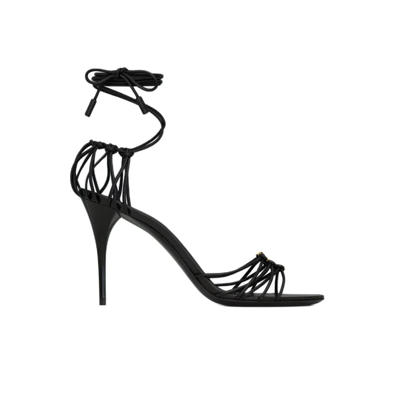 SAINT LAURENT Babylone Logo Plaque Sandals Women's-1