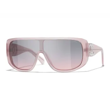 CHANEL Plate Frame Plate Irregular Shape Sunglasses Women's Pink