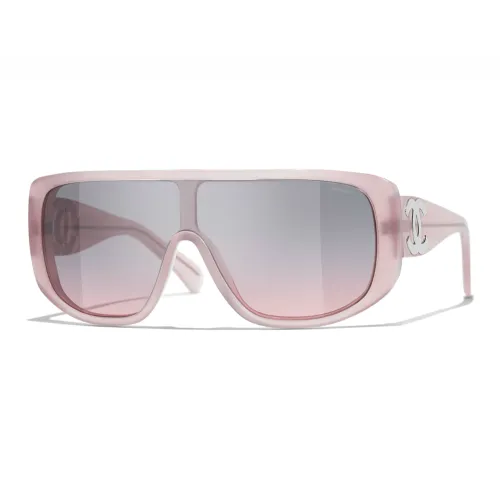 CHANEL Plate Frame Plate Irregular Shape Sunglasses Women's Pink