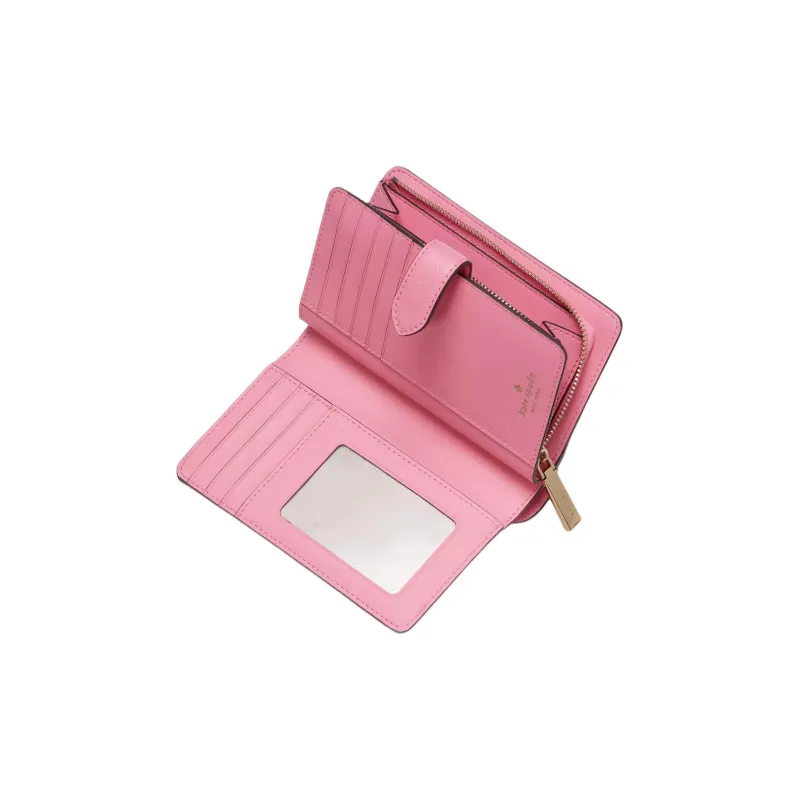 Kate Spade Saffiano Leather Wallet Medium Size Women's Blossom Pink Red-2