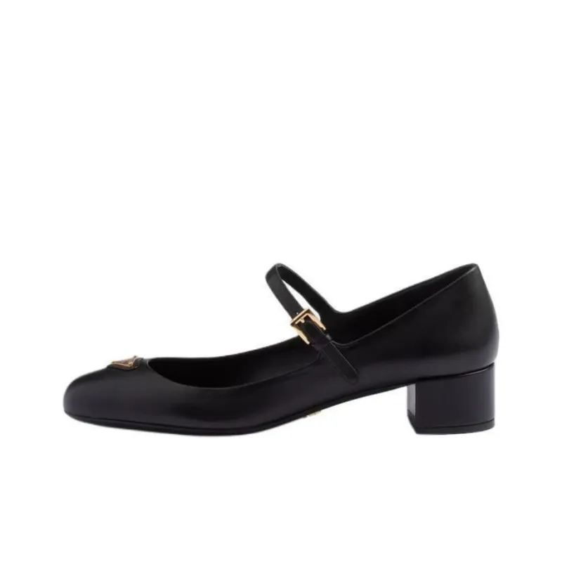 PRADA Chunky Heel Mary Jane Shoes 3.5cm Women's Black-0
