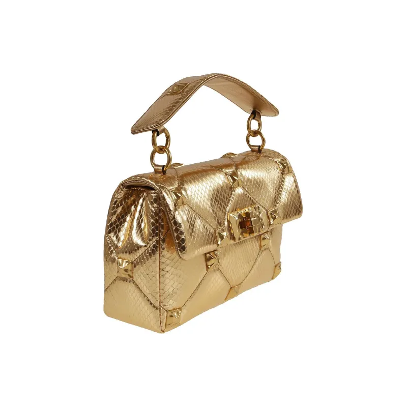 Valentino GARAVANI Calfskin Tote Bag Shopping Bag Handbag Women's Gold-1