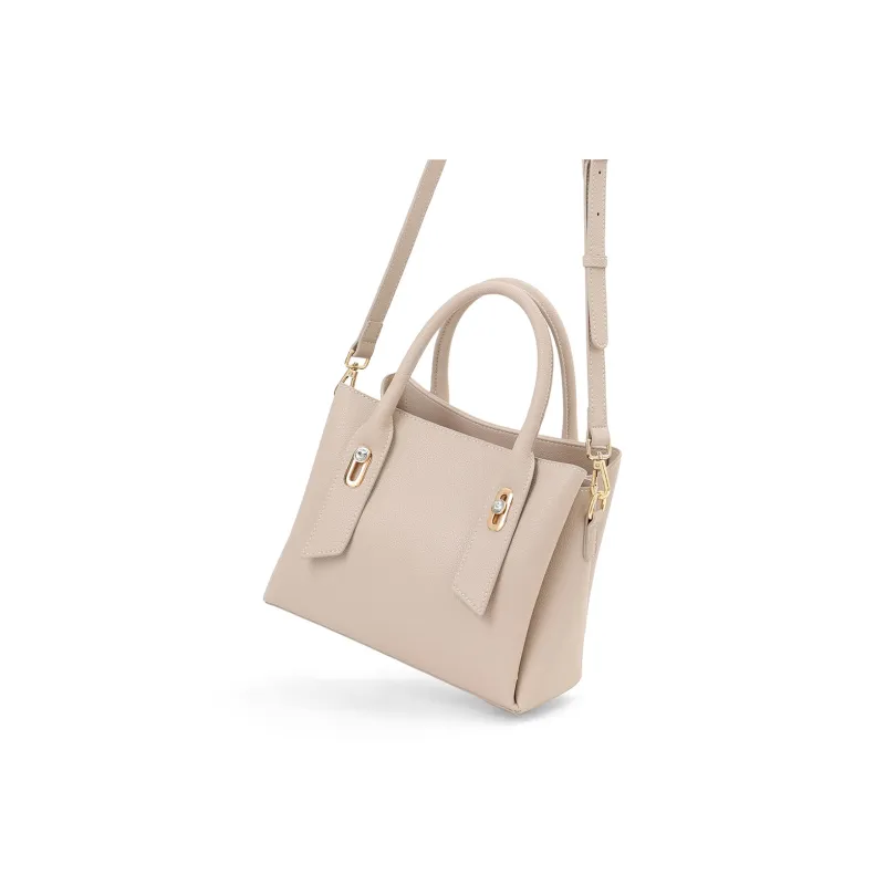 PT'SON Cow Leather, Synthetic Leather Mom Bag, Shoulder Bag, Crossbody Bag, Handbag Regular Women's Ecru-7