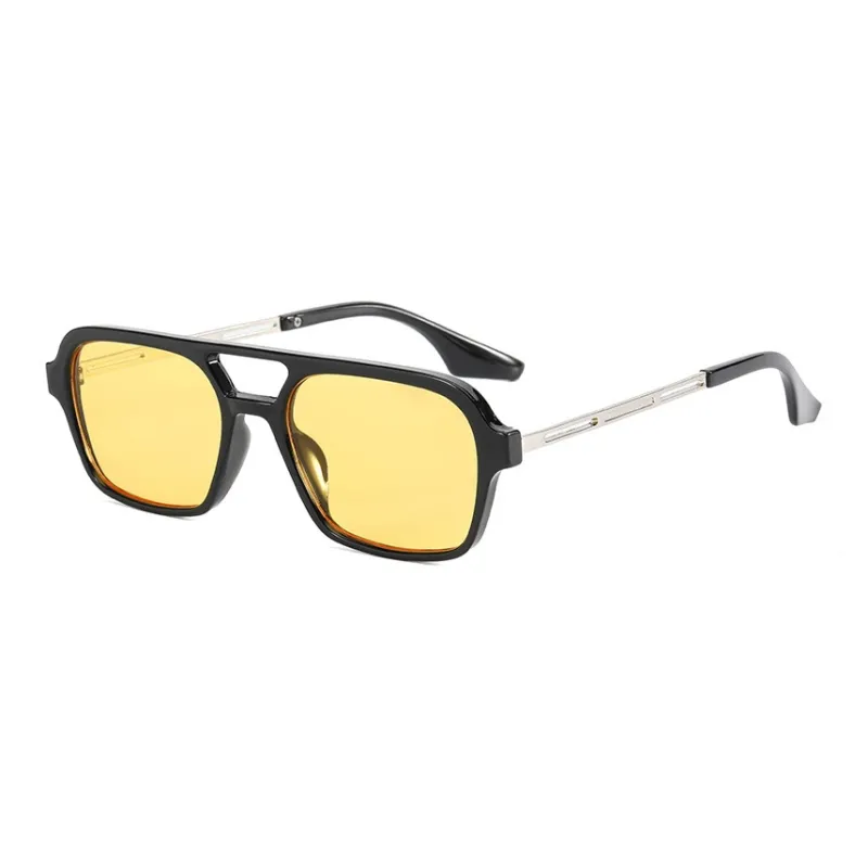 SOMAN Metal Aviator Sunglasses Unisex Black Gray Leopard Print Orange Transparent-3