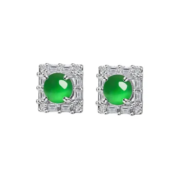 With the heart of the jade Jadeite Stud Earrings Women's