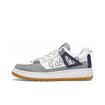 Cabbeen Vintage-Inspired Anti-Slip Wear-Resistant Low-Top Skateboard Shoes Men's Gray White