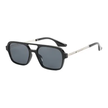 SOMAN Metal Aviator Sunglasses Unisex Black Gray Leopard Print Orange Transparent