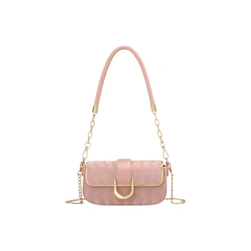 PESASRIE PU Shoulder Bag Regular Women's Pink/Ecru