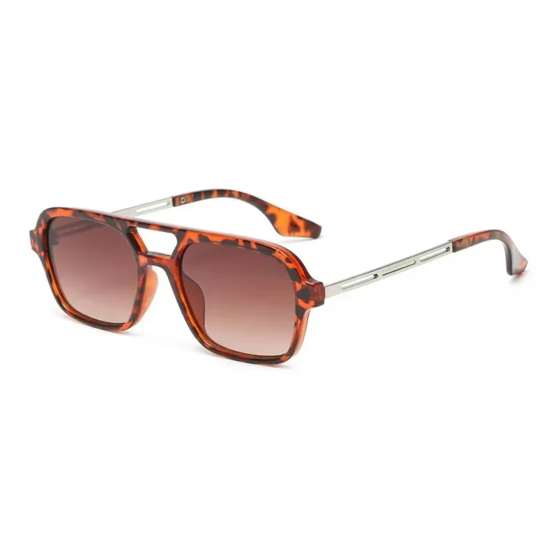 SOMAN Metal Aviator Sunglasses Unisex Black Gray Leopard Print Orange Transparent-19