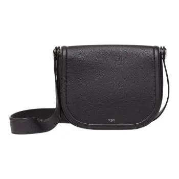 FENDI ROMA Calfskin Messenger Bag Shoulder Bag Crossbody Bag Men's Black