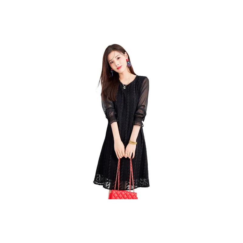 CARBAMMI Long Sleeved Dresses Women's Black-1