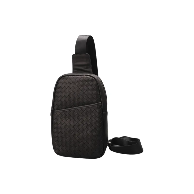 CMLZIUA Top Grain Cow Leather Sling Bag Regular Unisex Black-1