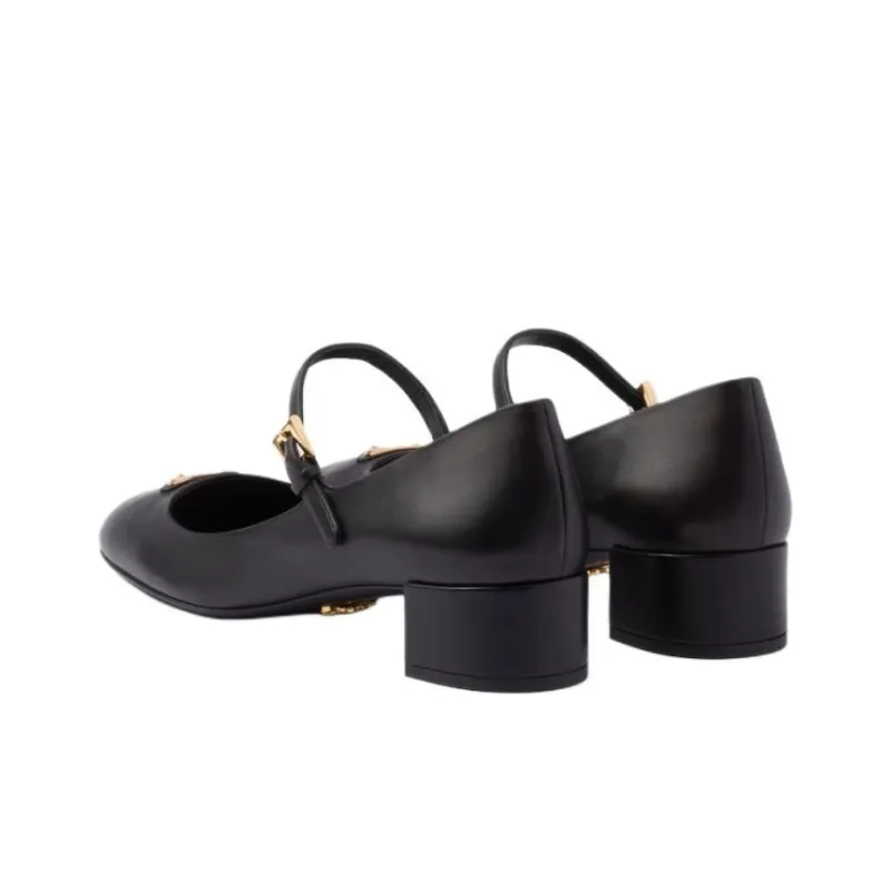PRADA Chunky Heel Mary Jane Shoes 3.5cm Women's Black-3