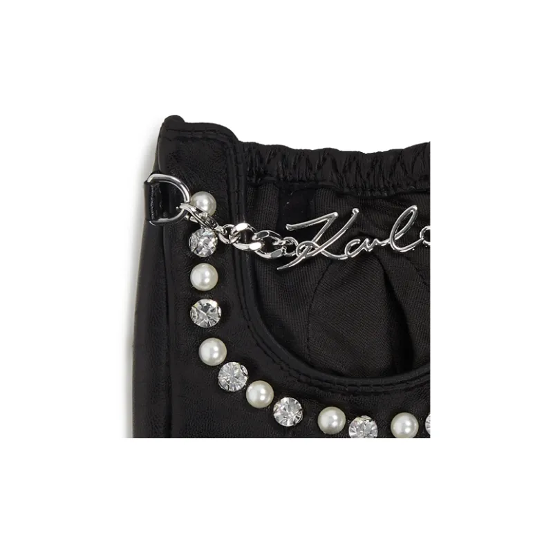 Karl Lagerfeld Signature Pearl-embellished Fingerless Gloves-2