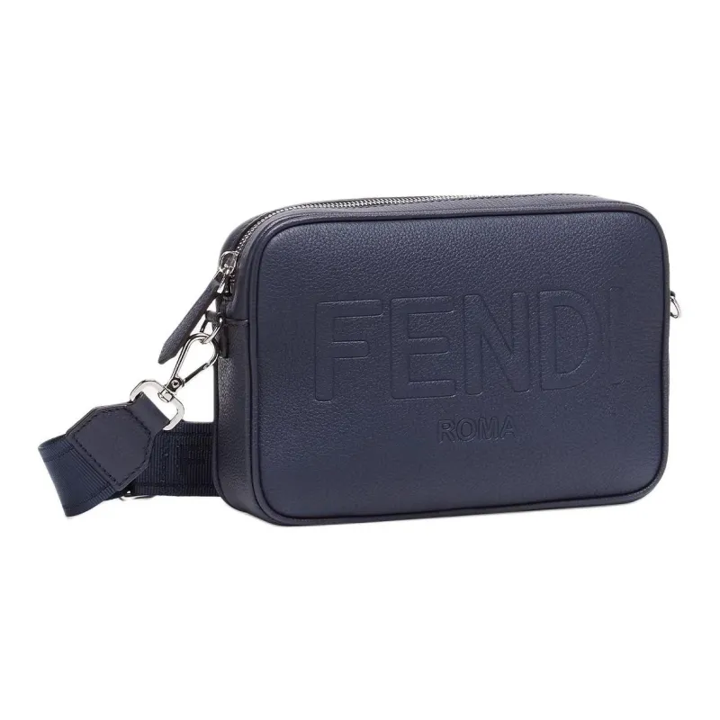 FENDI ROMA Calfskin Camera Bag, Crossbody Bag, Shoulder Bag Men's Dark Blue-1
