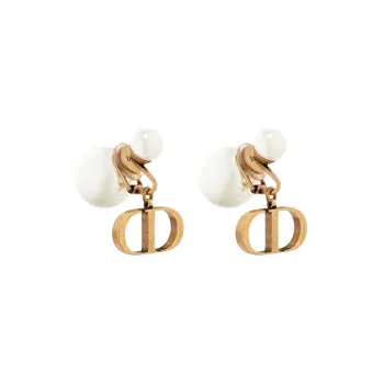 DIOR Metal, Resin, Pearl Earrings Women's Gold