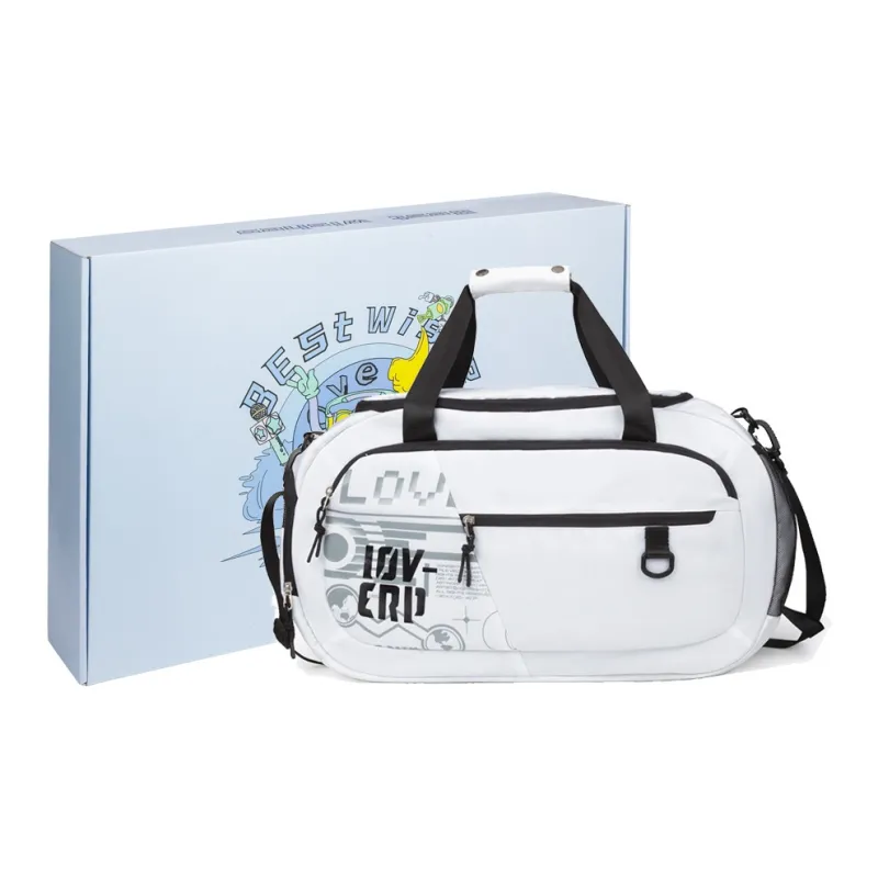 LOVERPUSS Polyester Basketball Bag Handbag Shoulder Bag Crossbody Bag Gym Bag Unisex White Black-15