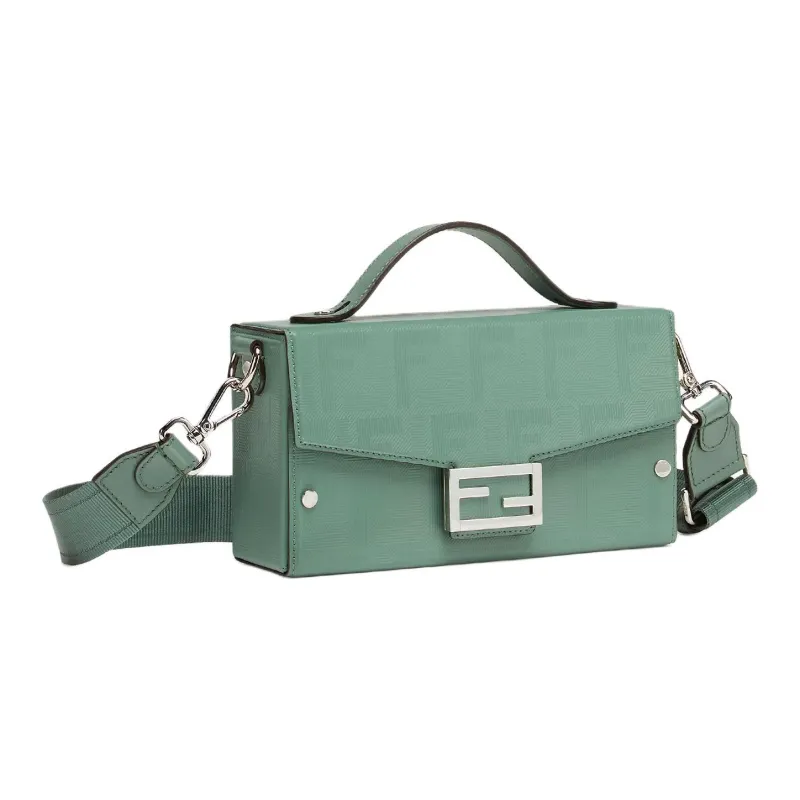 FENDI BaguetteTrunk Calfskin Shoulder Bag, Crossbody Bag, Handbag Men's Green-1