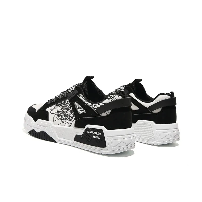 MIIOW Trend Party Series Skateboard Shoes Unisex Low Top Black White/Blue White/Burgundy-5