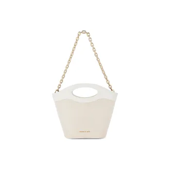 CHARLES&KEITH Fabric Shoulder Bag Crossbody Bag Handbag Medium Size Women's Cream Milk White