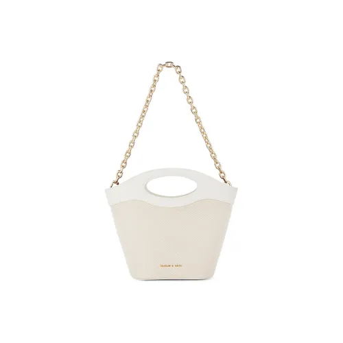 CHARLES&KEITH Fabric Shoulder Bag Crossbody Bag Handbag Medium Size Women's Cream Milk White