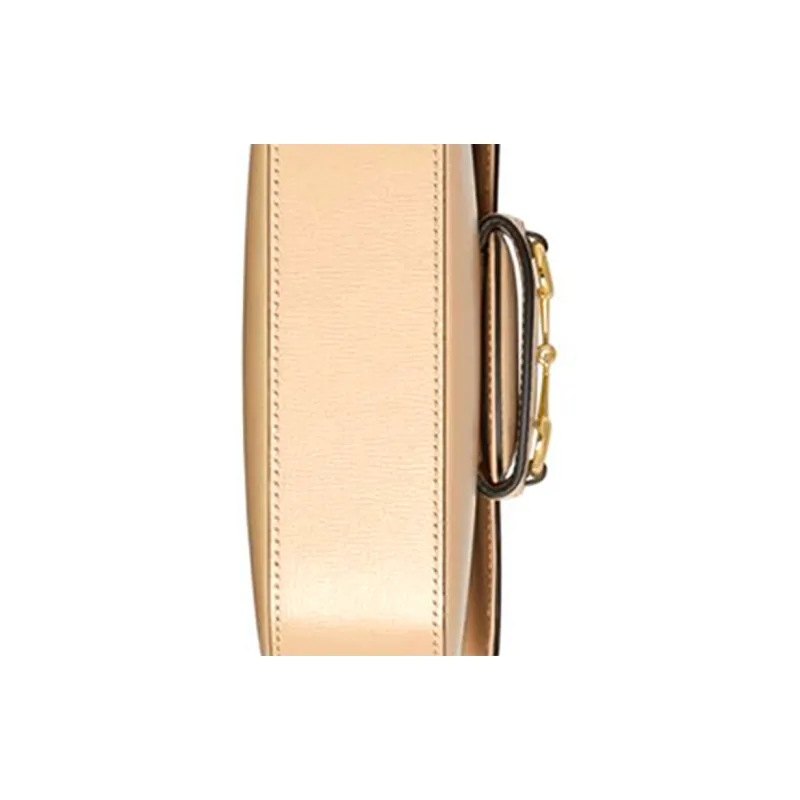 GUCCI Horsebit 1955 Leather Saddle Bag Shoulder Bag Crossbody Bag Mini Women's Beige-8