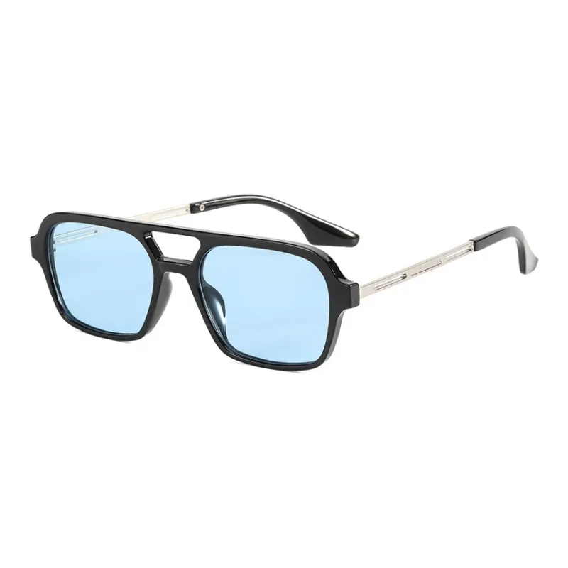 SOMAN Metal Aviator Sunglasses Unisex Black Gray Leopard Print Orange Transparent-4