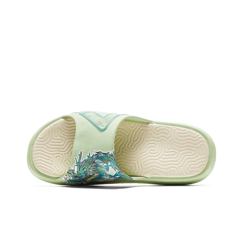 PEAK Guochuang Series Rubber Sole Quiet Slide Slippers Men's Pea Sprout Green-2