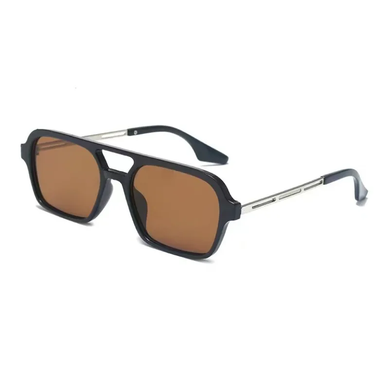 SOMAN Metal Aviator Sunglasses Unisex Black Gray Leopard Print Orange Transparent-20