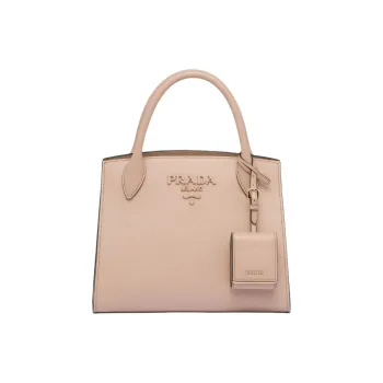 PRADA Monochrome Leather Tote Bag Shopping Bag Shoulder Bag Crossbody Bag Handbag Small Size Women's Soft Pink