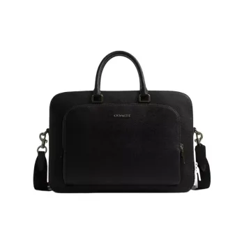 COACH ETHAN Cross Stitch Leather Shoulder Bag Crossbody Bag Handbag Large Size Men's Black