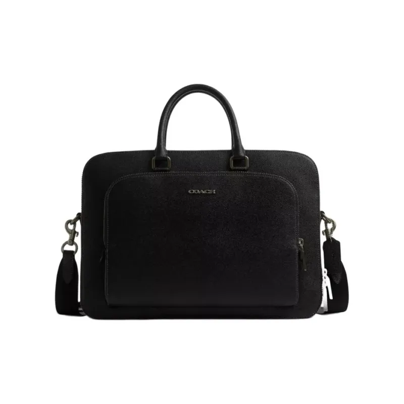 COACH ETHAN Cross Stitch Leather Shoulder Bag Crossbody Bag Handbag Large Size Men's Black-0