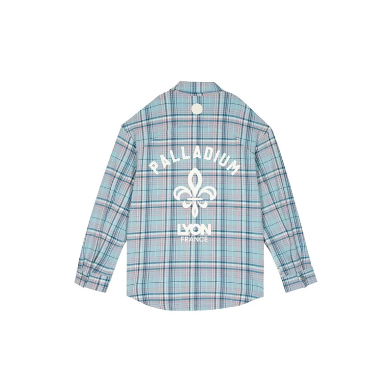 Palladium Shirt Unisex Blue White Pink Plaid Stripes-1