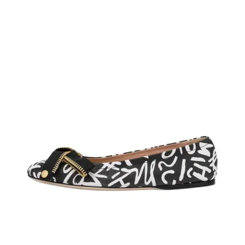 MOSCHINO Graphic-print Leather Ballerina Shoes