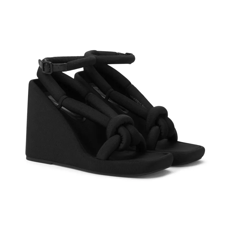CHARLES&KEITH Small CK Strap Sandals 10.2cm Women's BLACK TEXTURED / White Chalk-1