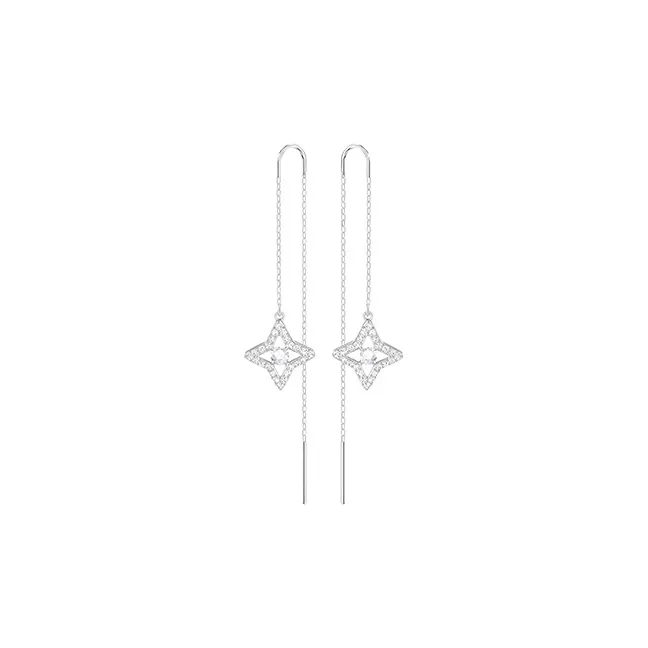 Swarovski Artificial Crystal Drop Earrings Women's White-0