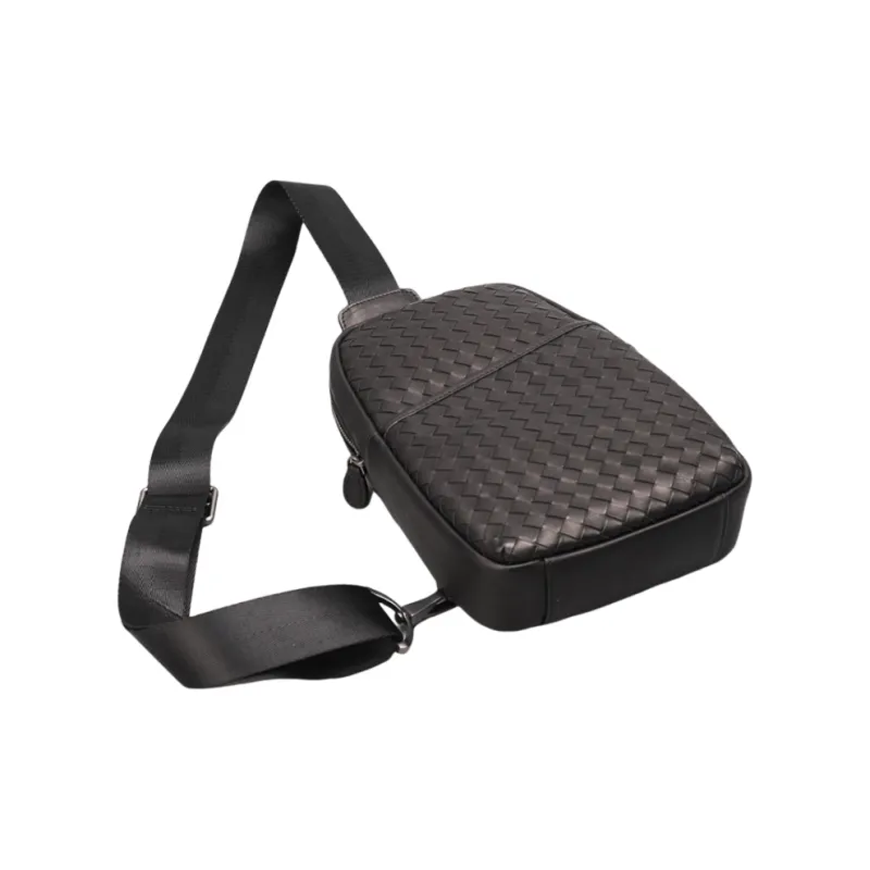 CMLZIUA Top Grain Cow Leather Sling Bag Regular Unisex Black-2
